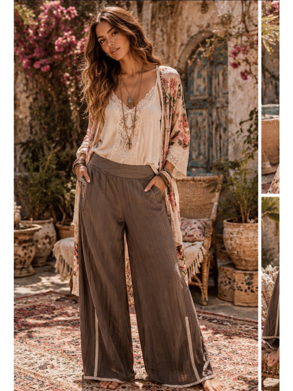 🆕 POL Gauze Wide-Leg Trim Pants 
NWOT